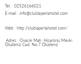 Club La Perla Hotel iletiim bilgileri